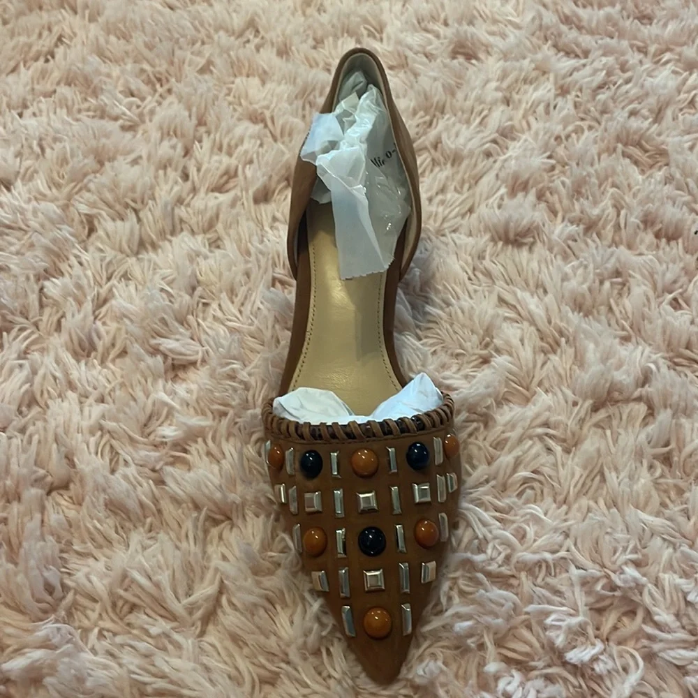 Antonio Melani Vivica Brown Bead Studded Suede Heels - Picture 4 of 8